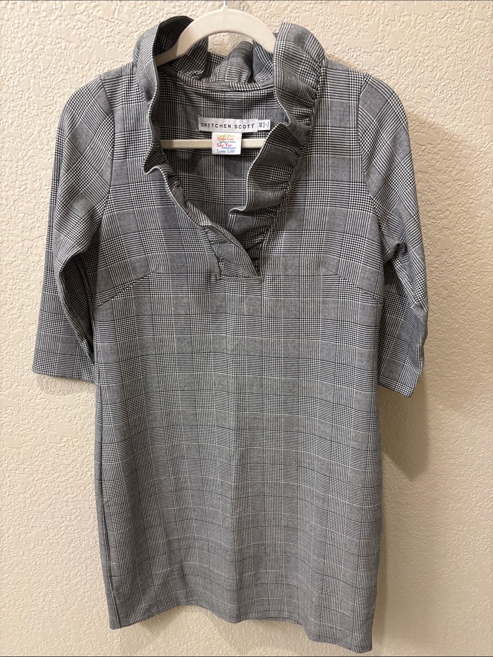 Gretchen Scott Designs Gray Plaid Mini Dress